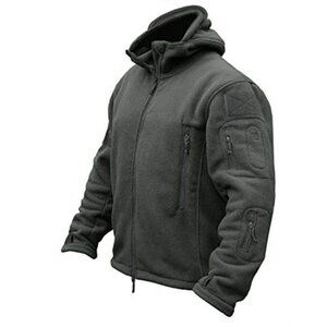 Mens Tactical Fleece Jacket Military Hooded Winter Coat Hiking Camping